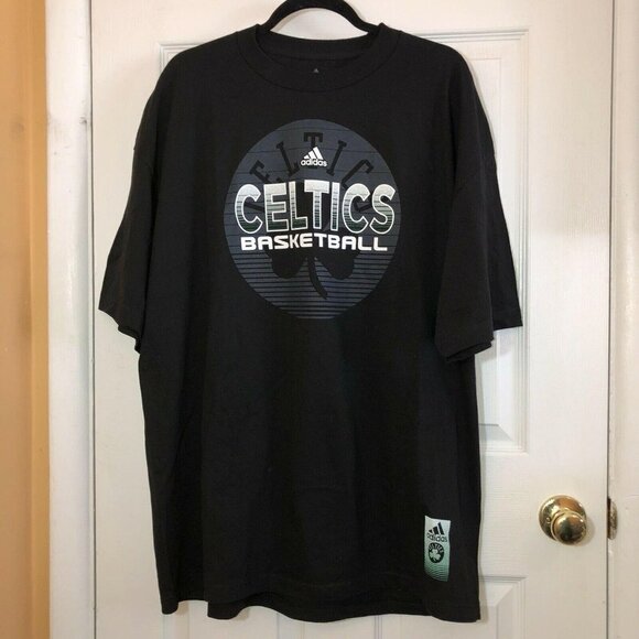 NWOT ADIDAS BOSTON CELTICS Mens Black Crew Neck Short Sleeve T Shirt - Picture 2 of 7